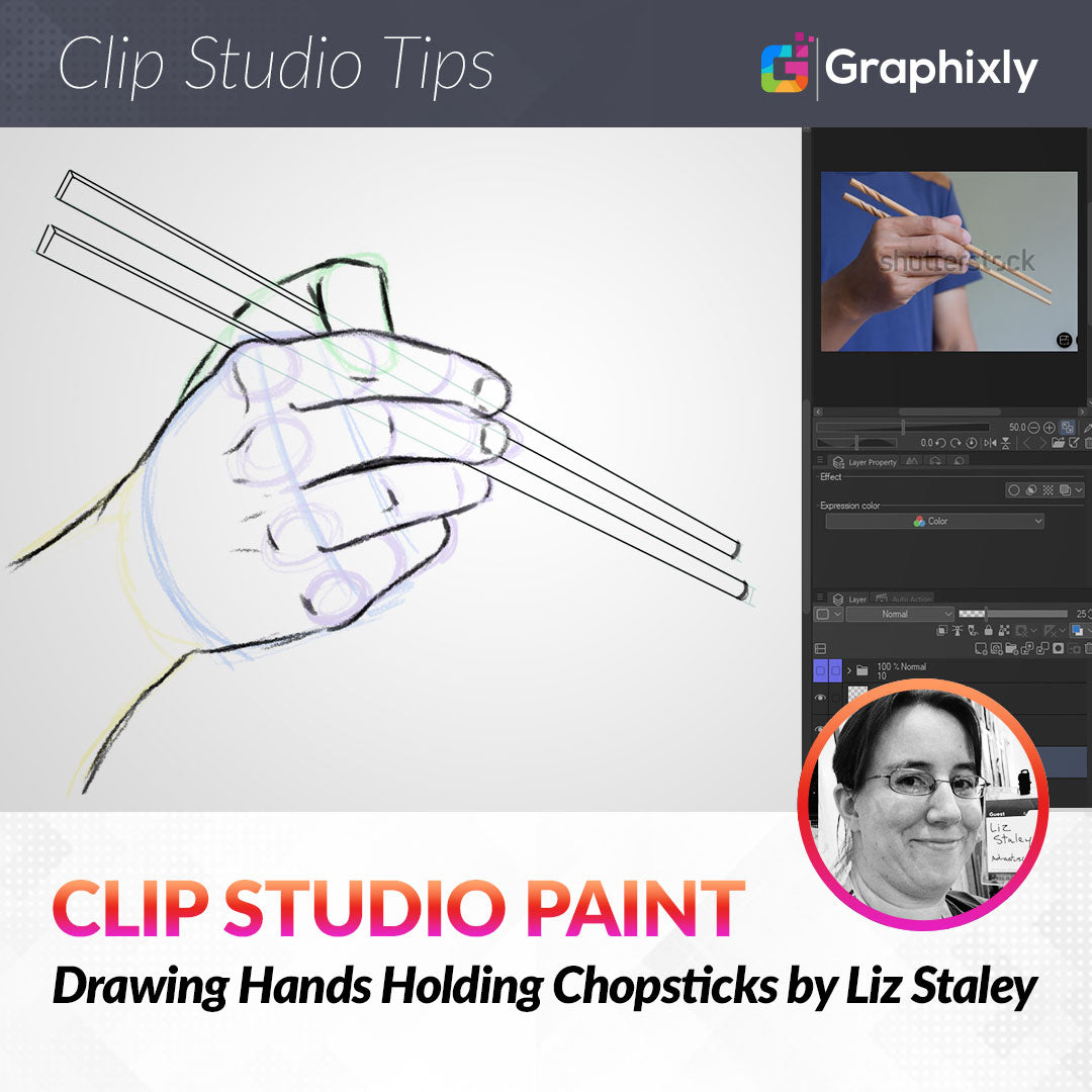 Drawing Hands Holding Chopsticks