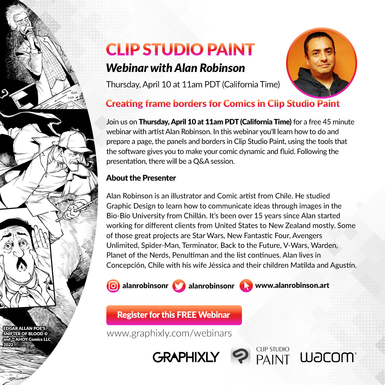 WEBINAR – Creating frame borders for Comics in Clip Studio Paint with Alan Robinson