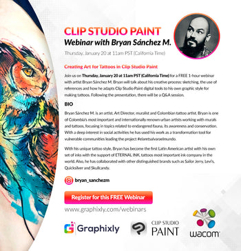 Webinar – Creating Art for Tattoos in Clip Studio Paint with Bryan Sánchez M