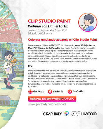 Webinar en español - Colorear emulando acuarela en Clip Studio Paint con Daniel Fortiz