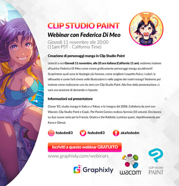 Webinar (Italian) - Creazione di personaggi manga in Clip Studio Paint con Federica Di Meo
