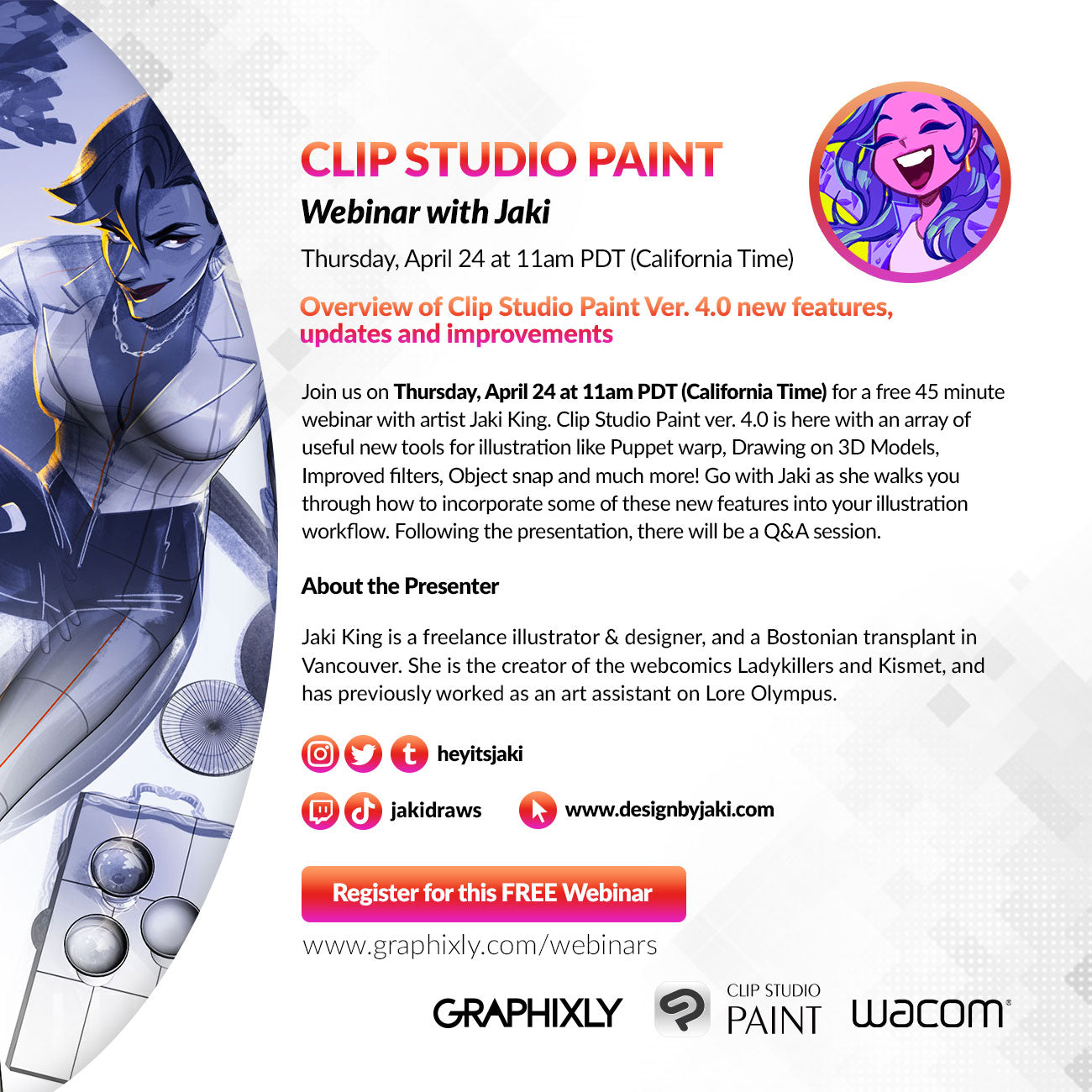 WEBINAR – Overview of Clip Studio Paint Ver. 4.0 new features, updates and improvements with Jaki