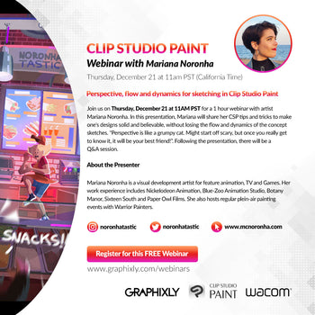 WEBINAR – Perspective, flow and dynamics for sketching in Clip Studio Paint with Mariana Noronha