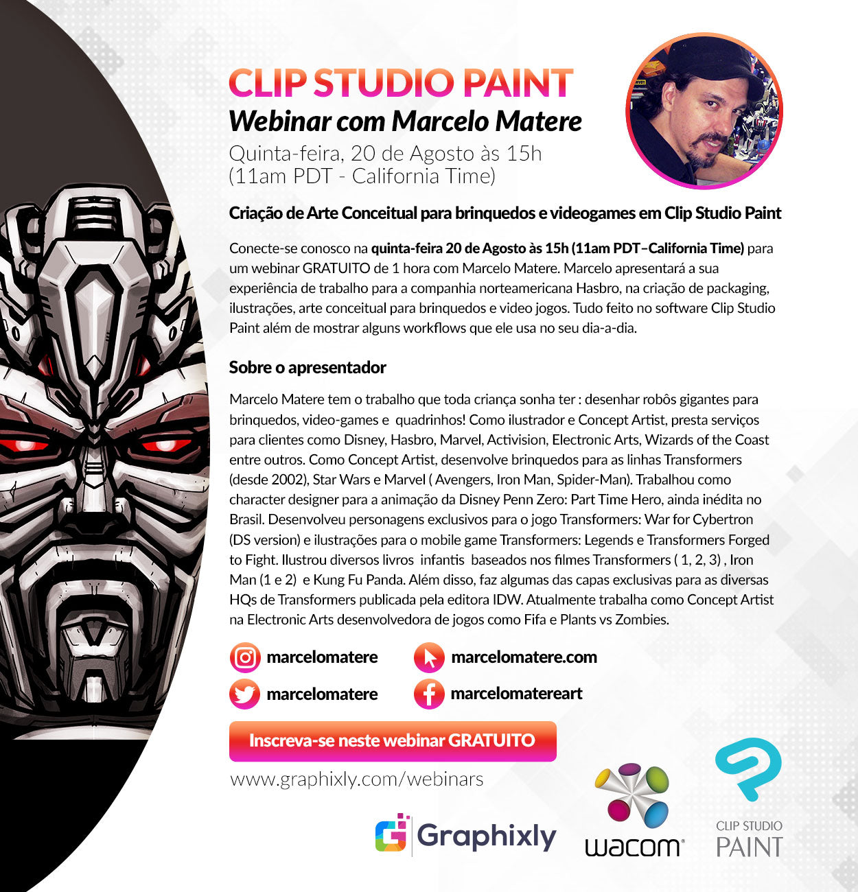 Webinar (Portuguese) - Criação de Arte Conceitual para brinquedos e videogames em Clip Studio Paint com Marcelo Matere