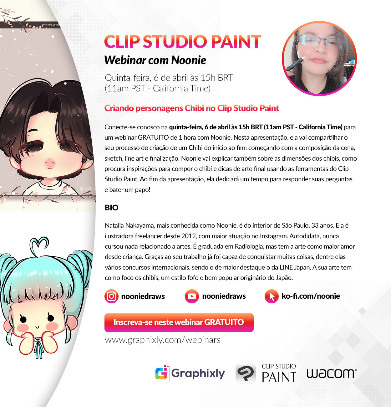 Webinar (Portuguese) - Criando personagens Chibi no Clip Studio Paint com Noonie