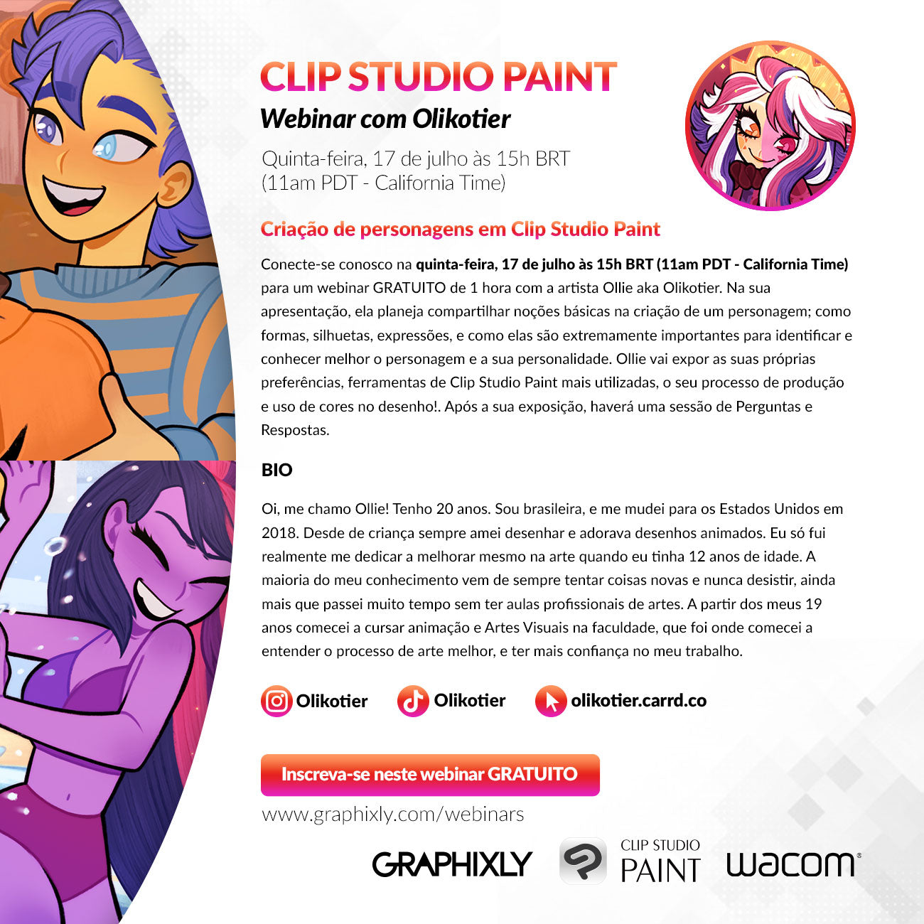 Webinar (Portuguese) – Criação de personagens em Clip Studio Paint com Olikotier