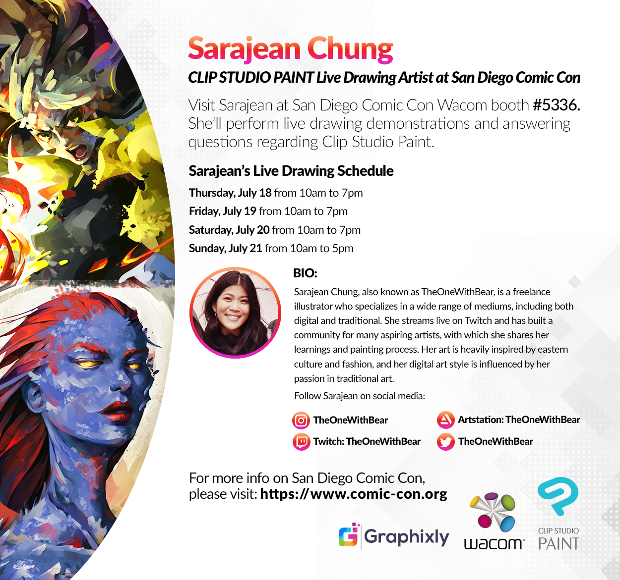 San Diego Comic Con - Live Drawing Artist - Sarajean Chung