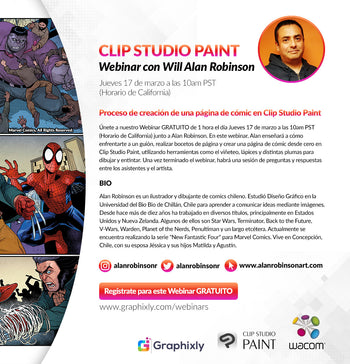 Webinar en español - Proceso de creación de una página de cómic en Clip Studio Paint con Alan Robinson