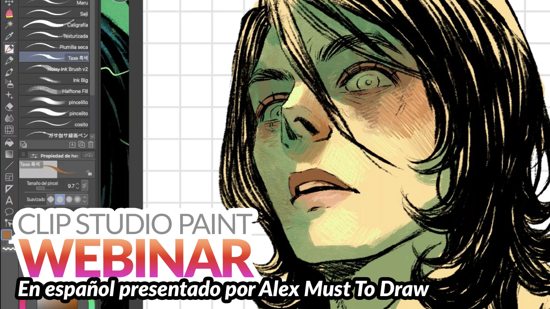 Grabación de Webinar en español -  Render y color para tus personajes en Clip Studio Paint con Alex Must To Draw
