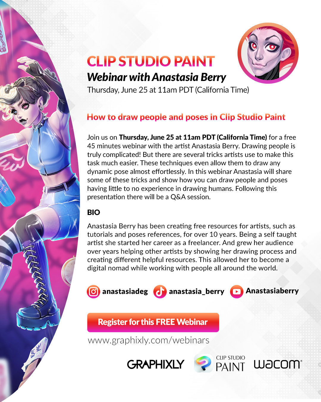 Webinar - How to draw people and poses in Clip Studio Paint with Anastasia Berry