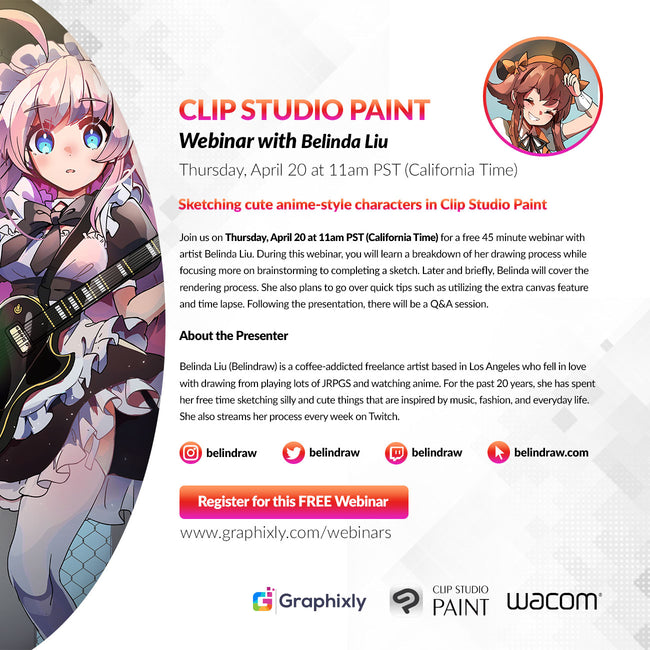 Webinar – Sketching cute anime-style characters in Clip Studio Paint with Belinda Liu