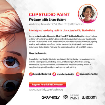 WEBINAR – Painting and rendering realistic characters in Clip Studio Paint presented by Bruna Belfort