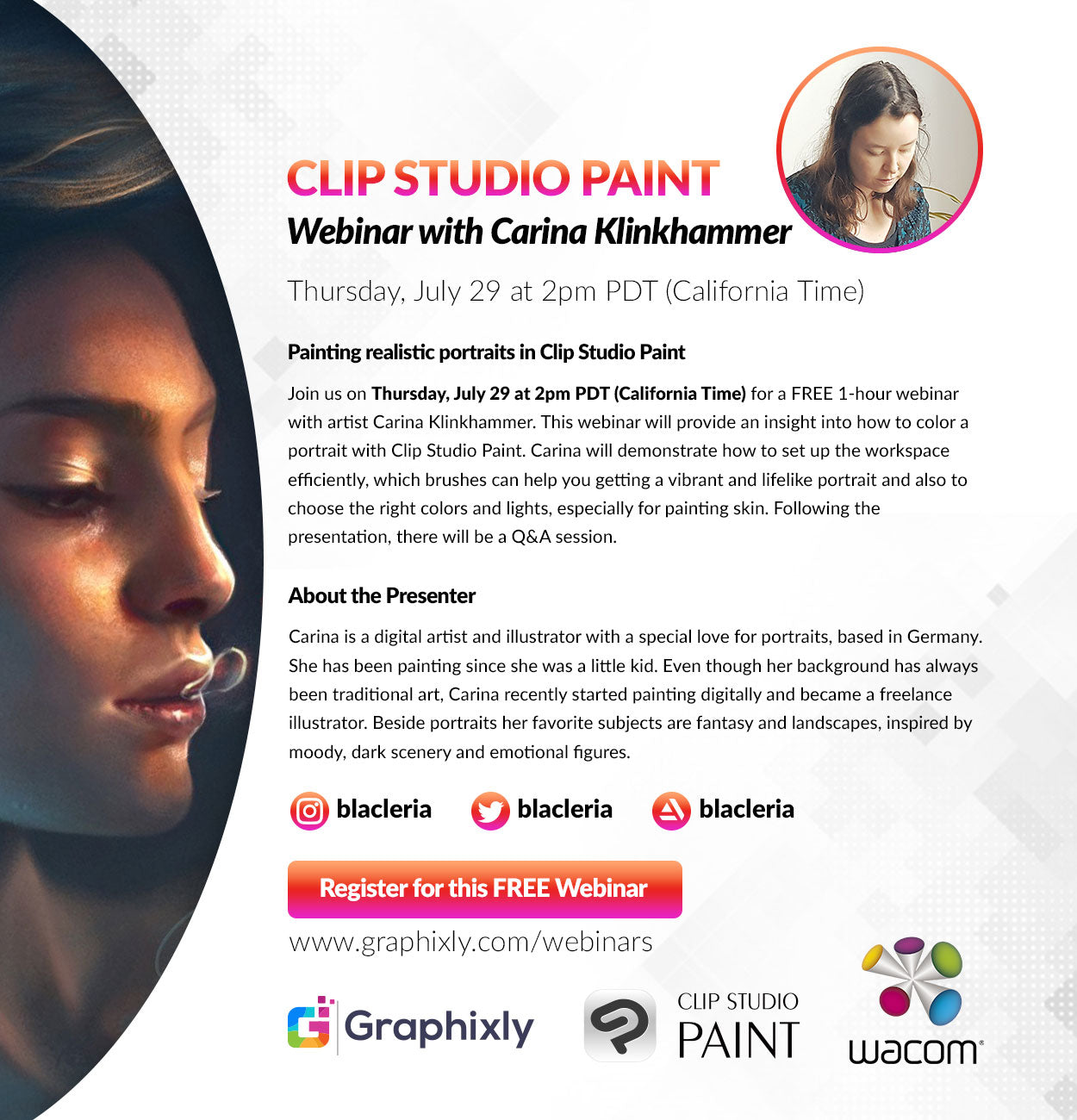 Webinar – Painting realistic portraits in Clip Studio Paint with Carina Klinkhammer