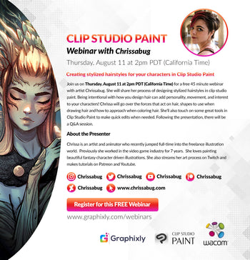 Webinar – Creating stylized hairstyles for your characters in Clip Studio Paint with Chrissabug