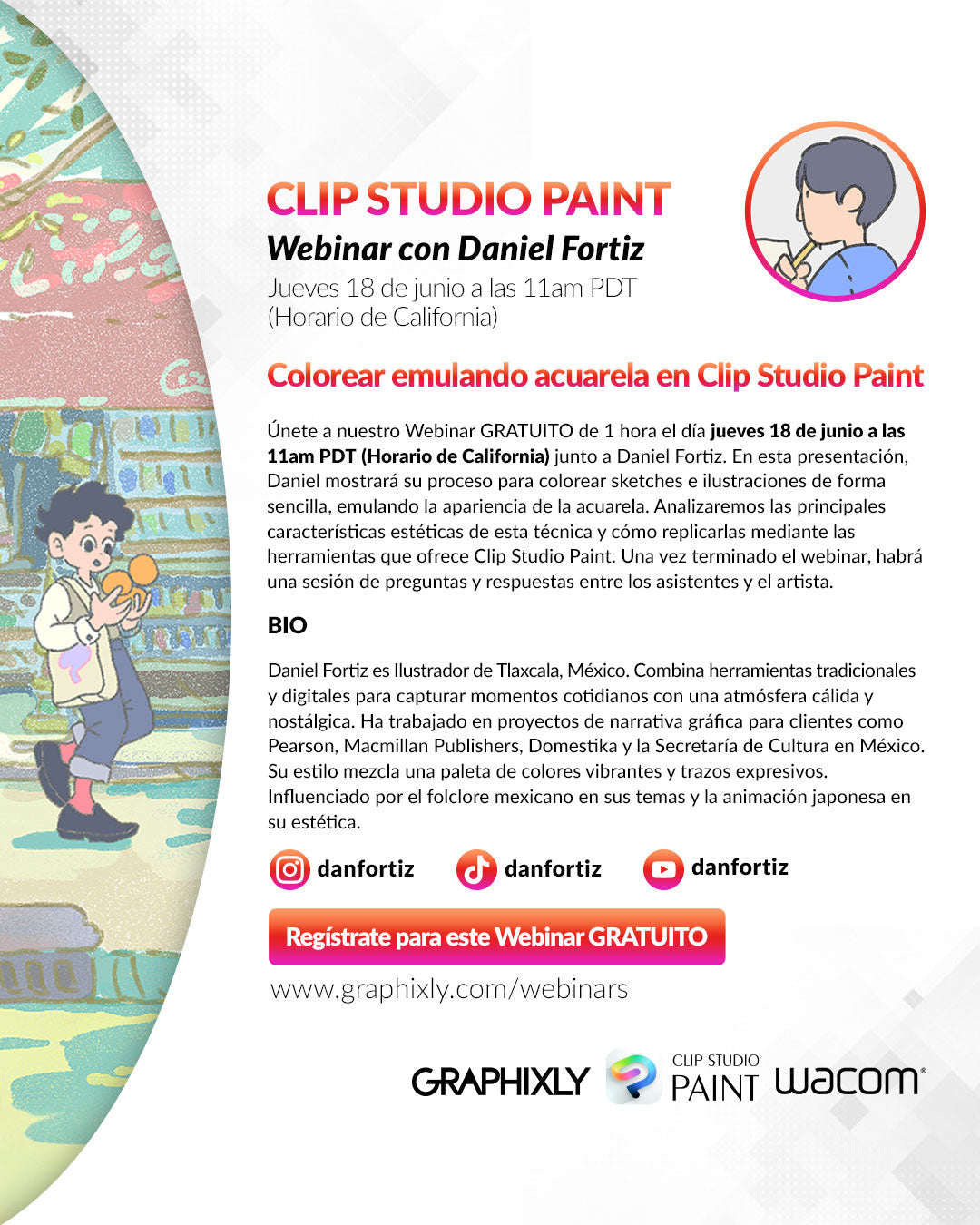 Webinar en español - Colorear emulando acuarela en Clip Studio Paint con Daniel Fortiz