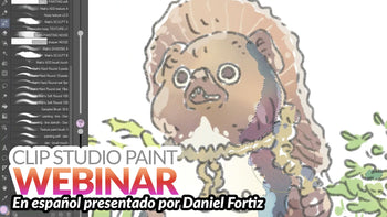 Grabación de Webinar en español - Colorear emulando acuarela en Clip Studio Paint con Daniel Fortiz