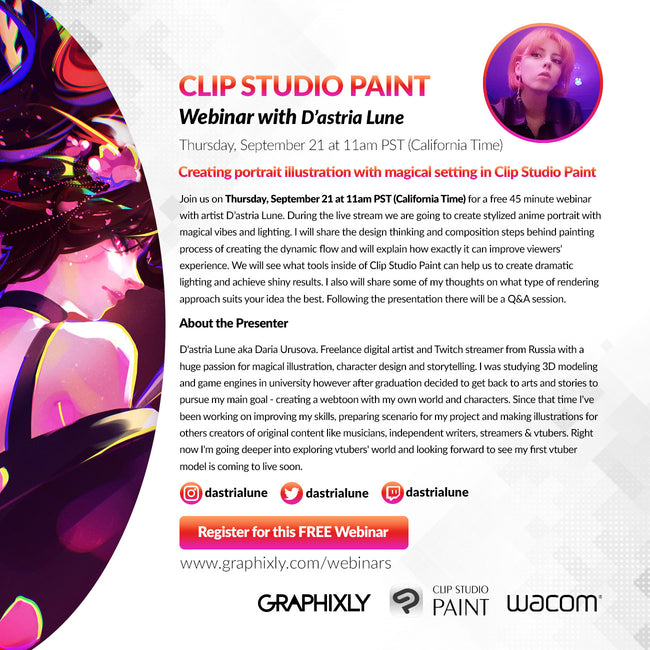 WEBINAR – Creating portrait illustration with magical setting in Clip Studio Paint with D'astria Lune