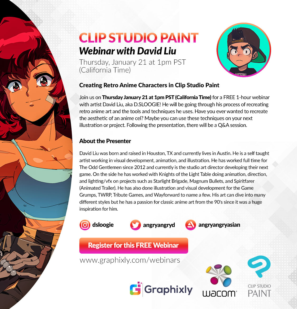 Webinar – Creating Retro Anime Characters in Clip Studio Paint with David Liu