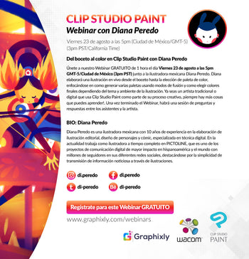 Webinar en español - Del boceto al color en Clip Studio Paint con Diana Peredo