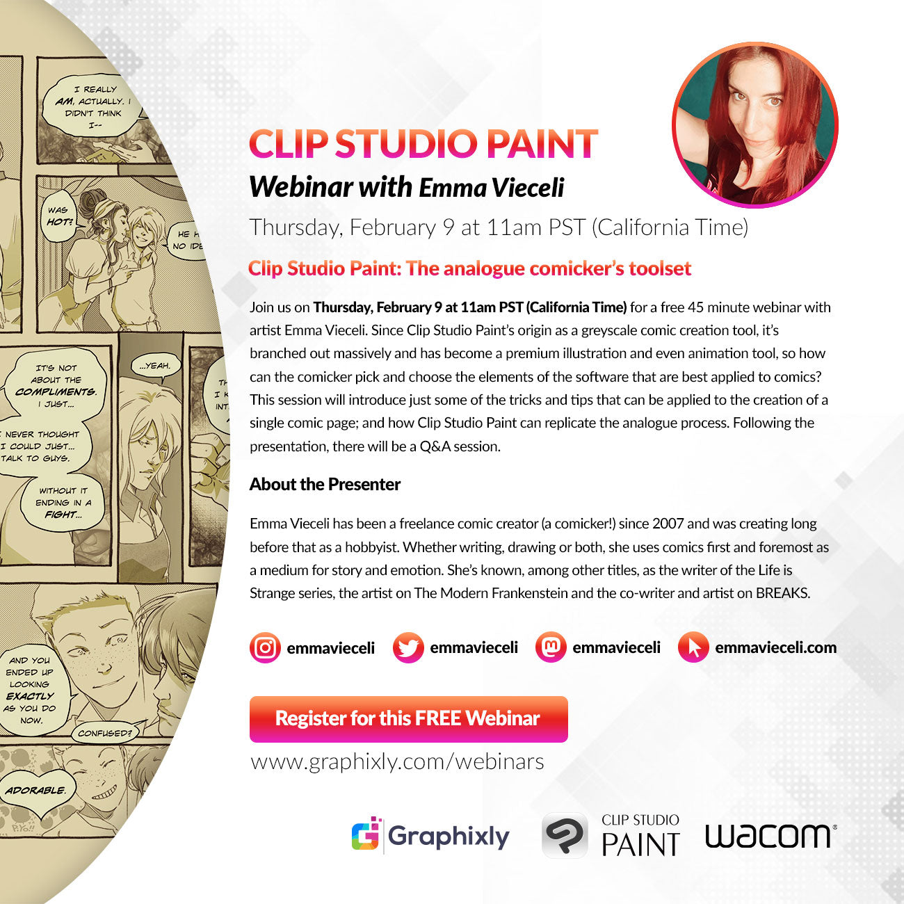 Webinar – Clip Studio Paint: The analogue comicker’s toolset with Emma Vieceli