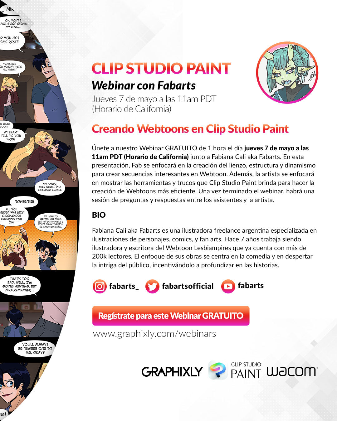 Webinar en español - Creando Webtoons en Clip Studio Paint con Fabarts