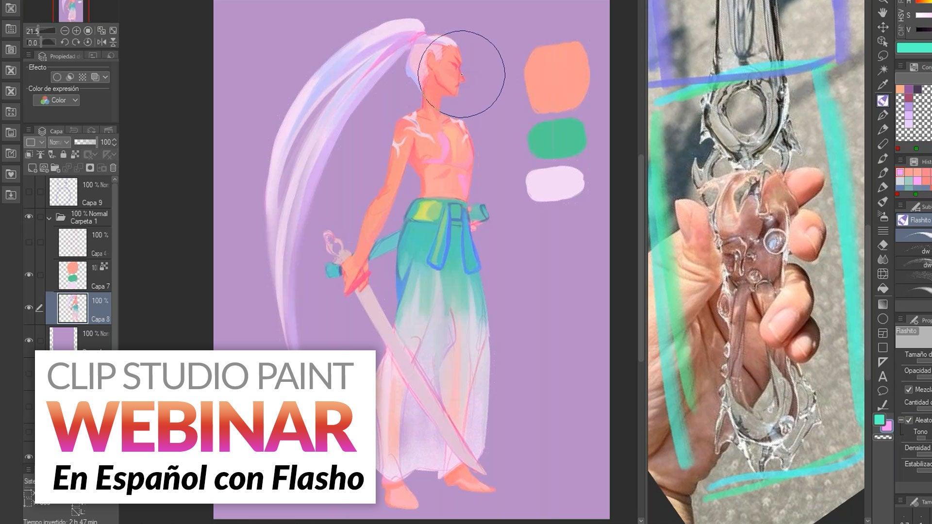 Grabación de Webinar en español - Estilo y diseño de personajes en Clip Studio Paint con Flasho