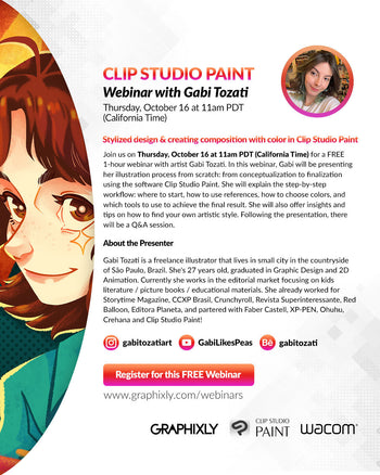 Webinar – Stylized design & creating composition with color in Clip Studio Paint with Gabi Tozati