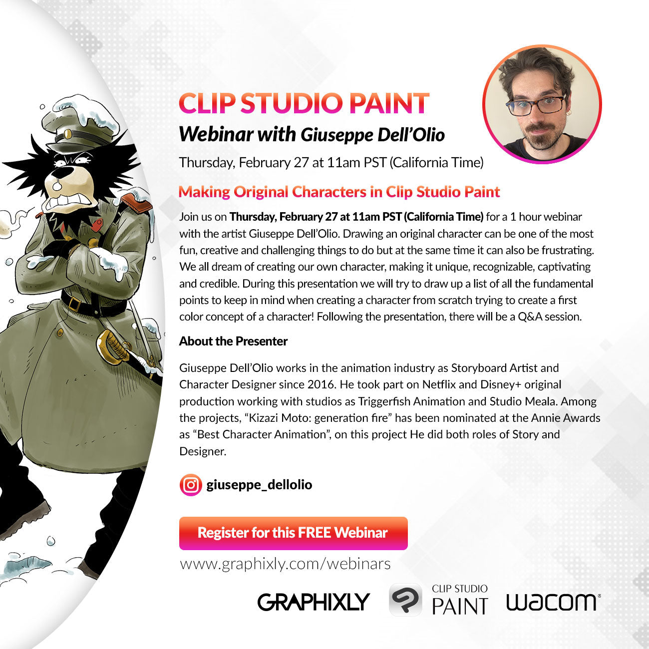 WEBINAR – Making Original Characters in Clip Studio Paint with Giuseppe Dell’Olio