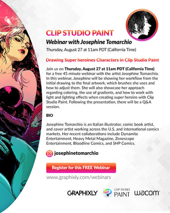 Webinar - Drawing Super heroines Characters in Clip Studio Paint with Josephine Tomarchio