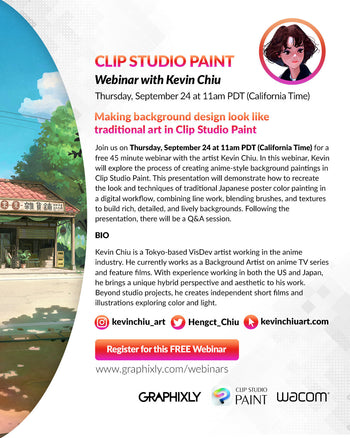 Webinar - Making background design look like traditional art in Clip Studio Paint by Kevin Chiu