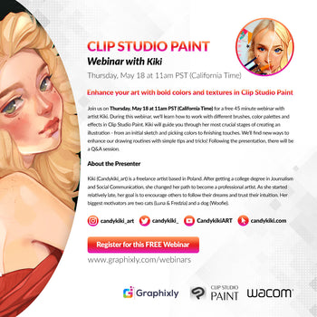 Webinar – Enhance your art with bold colors and textures in Clip Studio Paint with Kiki