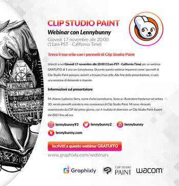 Webinar (Italian) - Trova il tuo stile con i pennelli di Clip Studio Paint con Lennybunny