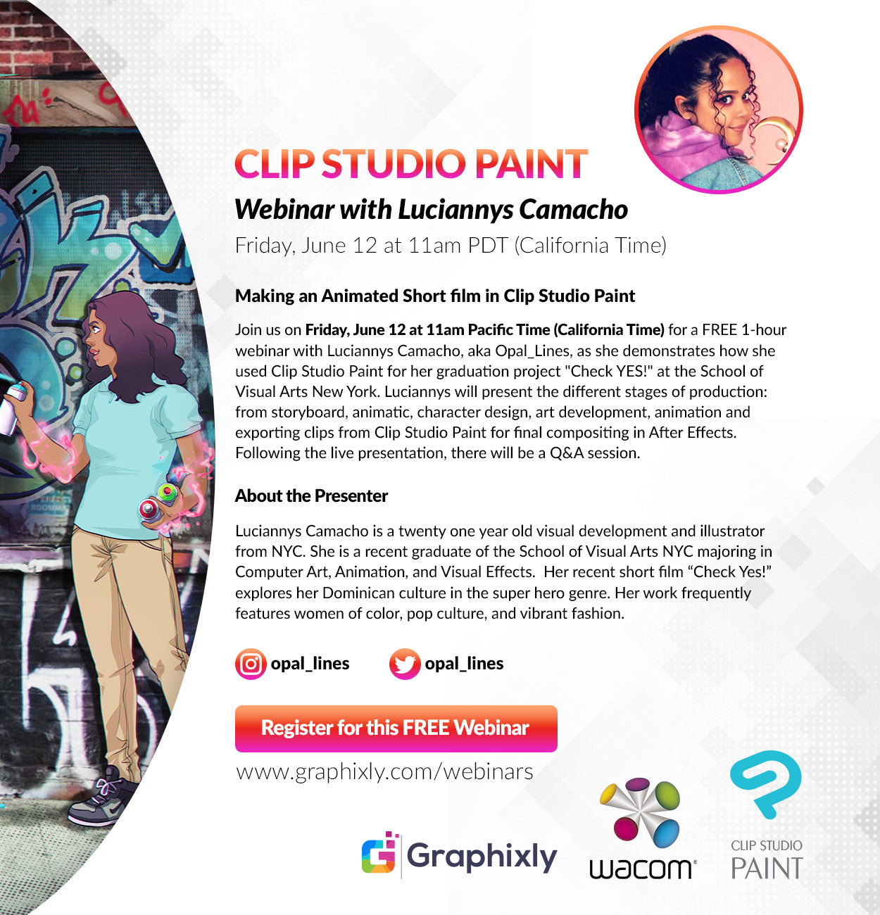 Webinar - “Making an Animated Short film in Clip Studio Paint” with Luciannys Camacho