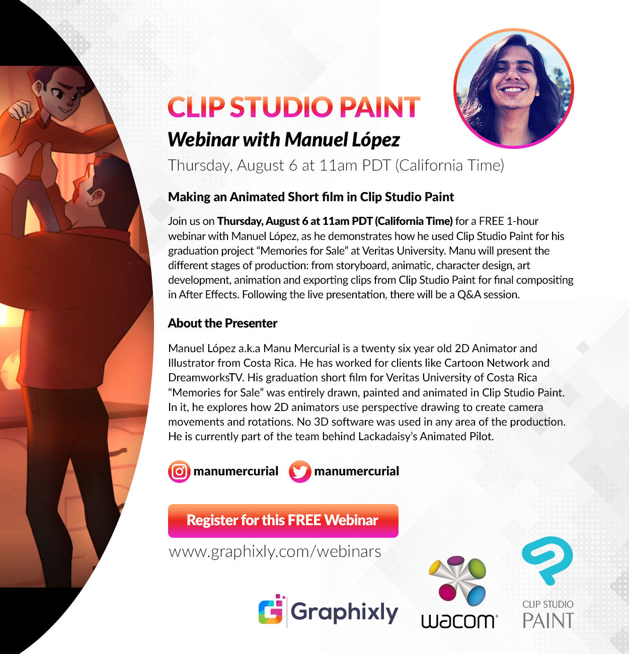 Webinar - “Making an Animated Short film in Clip Studio Paint” with Manuel López