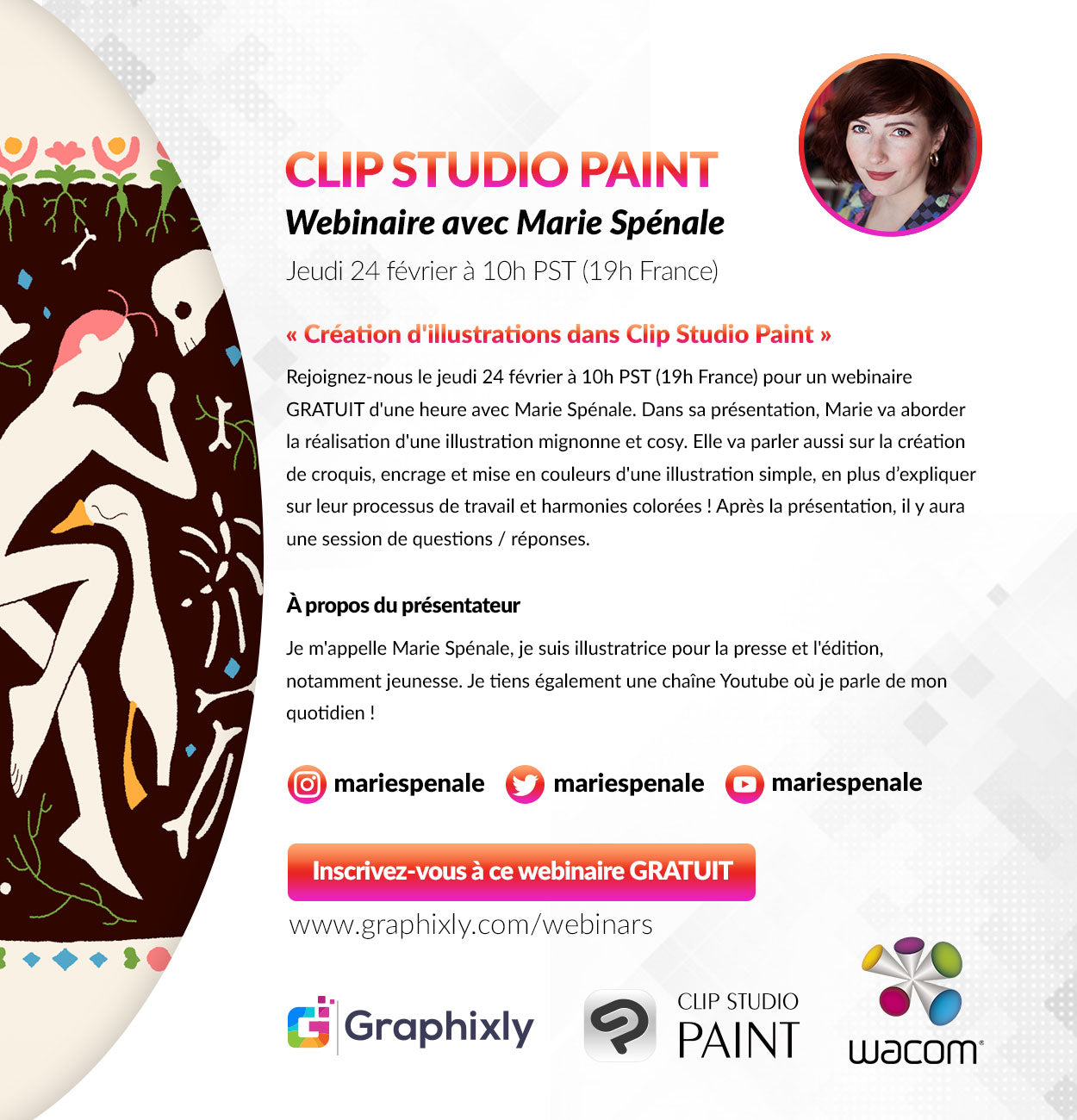 Webinar (Français) - Création d'illustrations dans Clip Studio Paint avec Marie Spénale