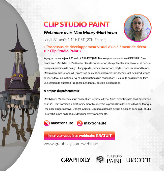 WEBINAR (French) – Processus de développement visuel d'un élément de décor sur Clip Studio Paint avec Max Maury-Martineau