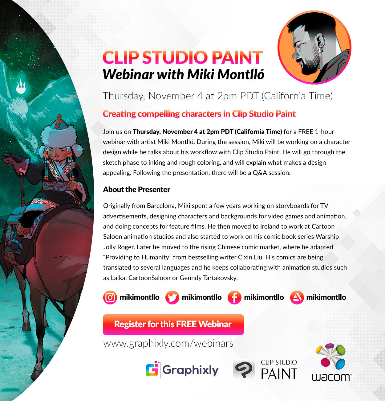 Webinar – Creating compelling characters in Clip Studio Paint with Miki Montlló