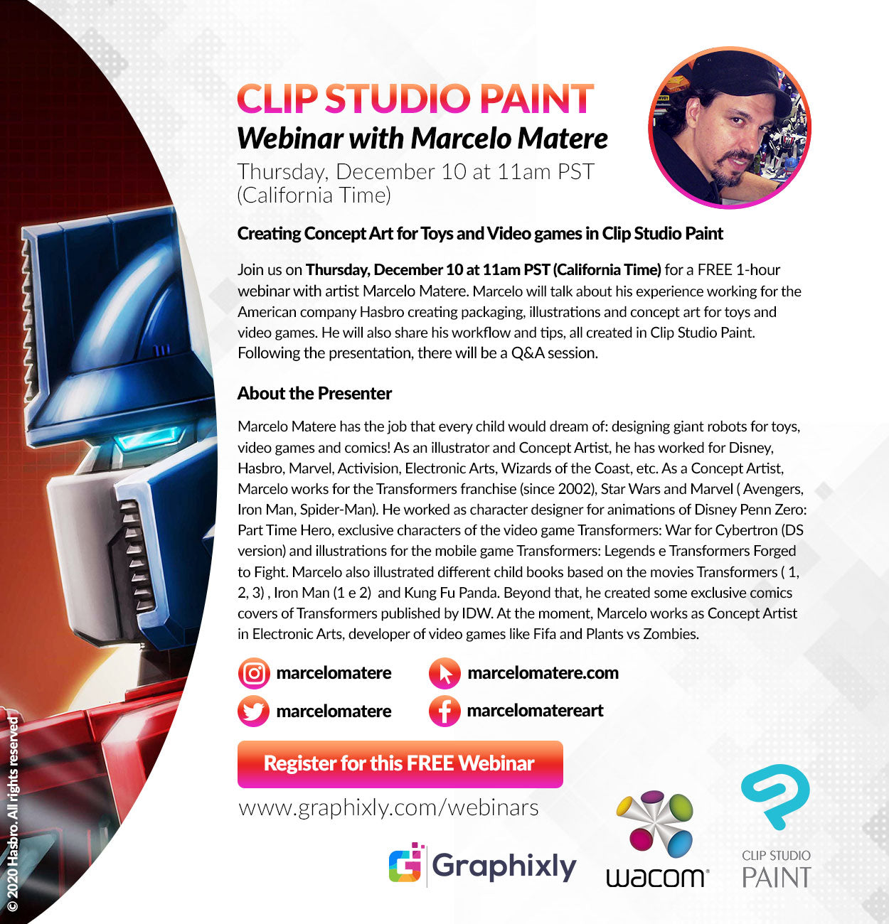 Webinar - Creating Concept Art for Toys and Video games in Clip Studio Paint with Marcelo Matere