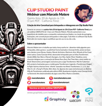 Webinar (Portuguese) - Criação de Arte Conceitual para brinquedos e videogames em Clip Studio Paint com Marcelo Matere