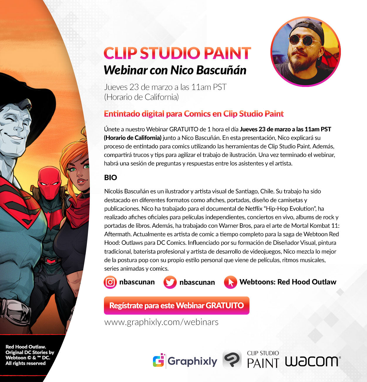 Webinar en español - Entintado digital para Comics en Clip Studio Paint con Nico Bascuñán