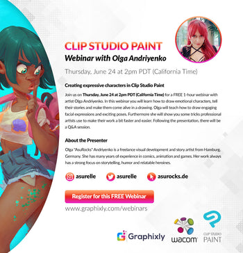 Webinar – Creating expressive characters in Clip Studio Paint with Olga Andriyenko