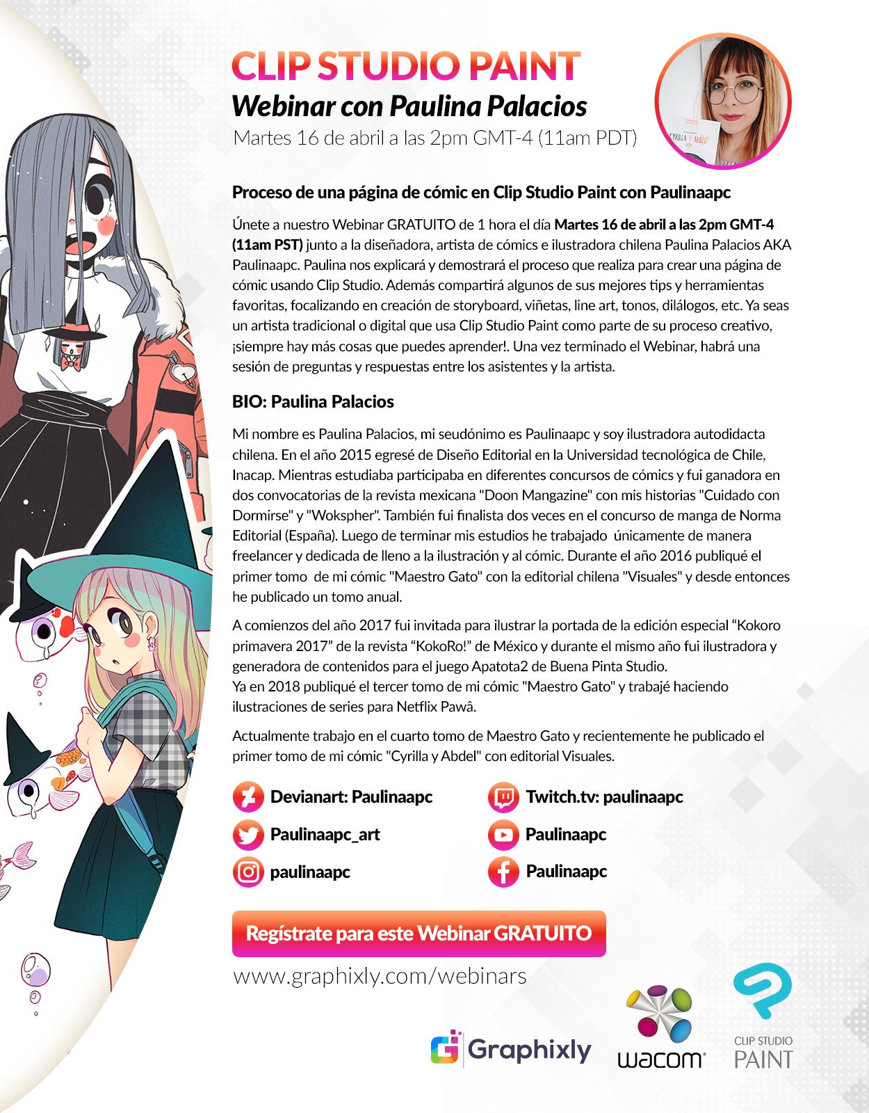 Webinar en español - Proceso de una página de cómic en Clip Studio Paint con Paulina Palacios