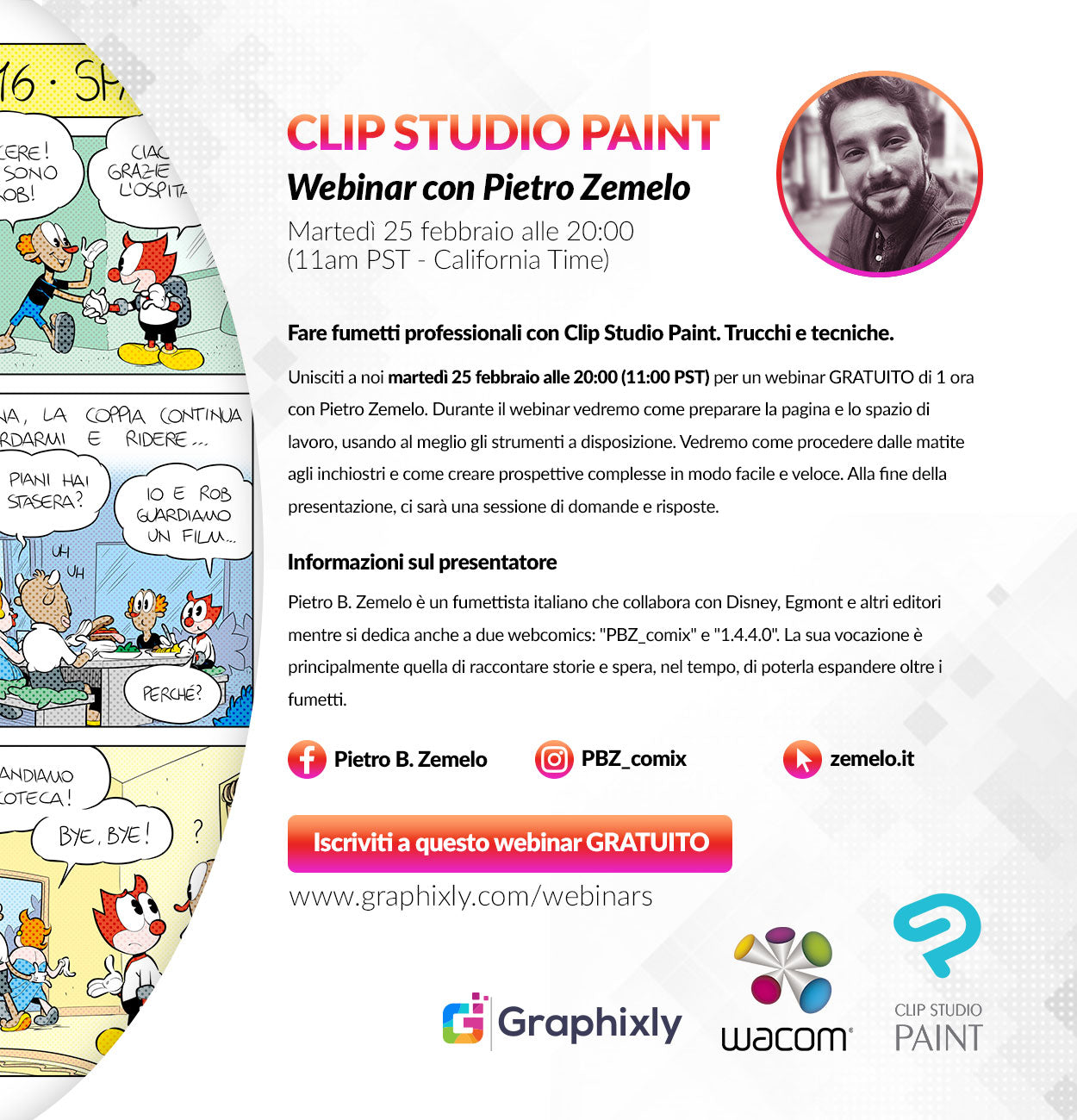 Webinar (Italian) - Fare fumetti professionali con Clip Studio Paint. Trucchi e tecniche.