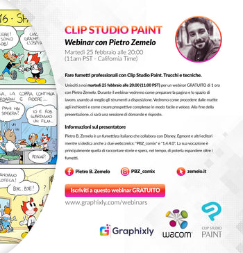 Webinar (Italian) - Fare fumetti professionali con Clip Studio Paint. Trucchi e tecniche.