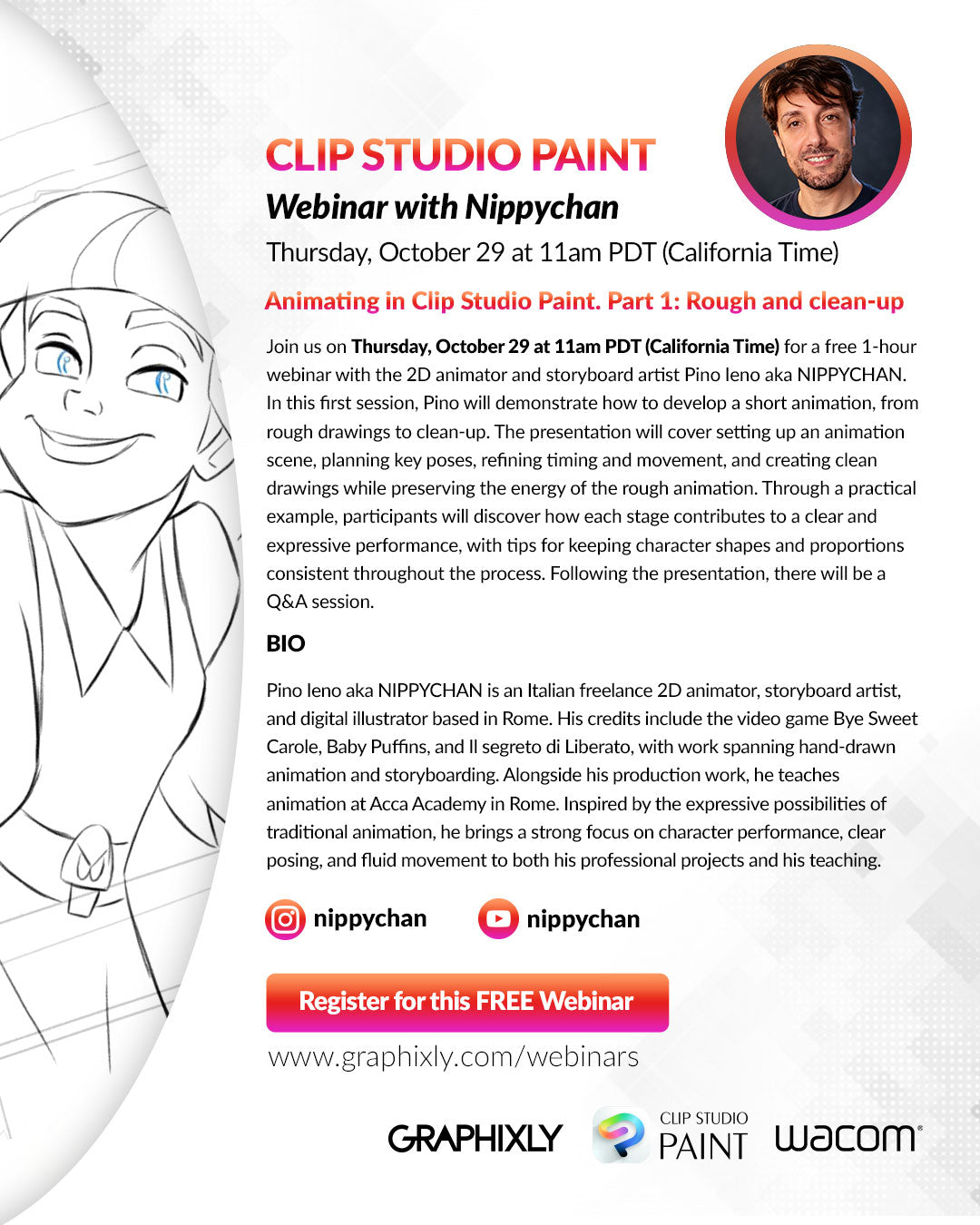 Webinar - Animating in Clip Studio Paint. Part 1: Rough and clean-up by Nippychan