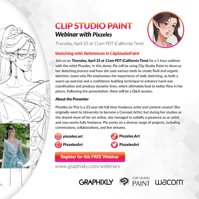 UPCOMING WEBINAR – Sketching with References in Clip Studio Paint presented by Pixzeles