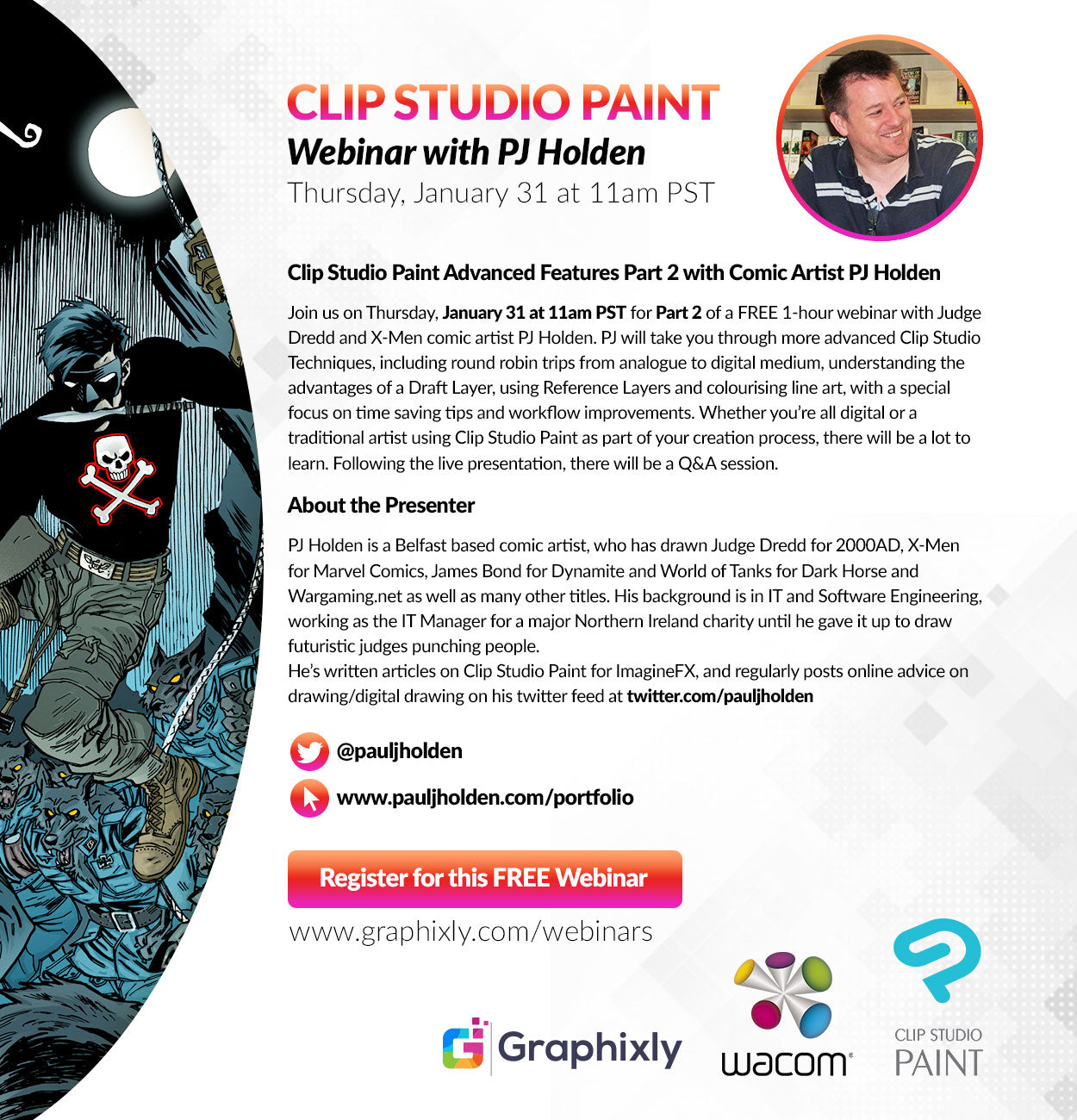 Webinar - Clip Studio Paint Advanced Features Part 2 with Comic Artist PJ Holden