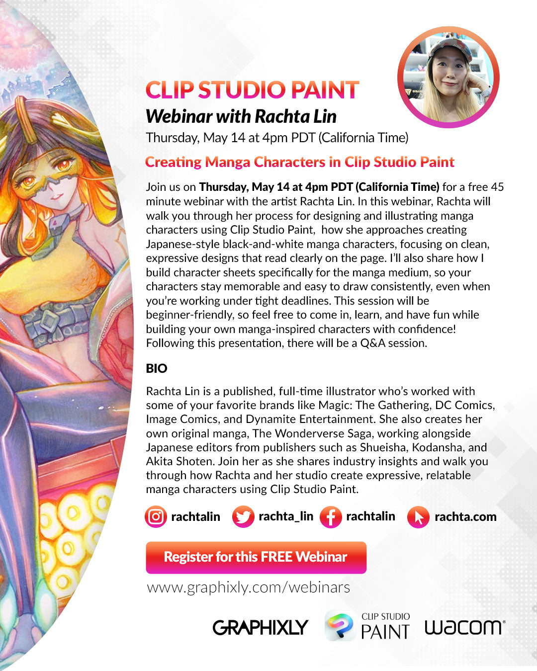 Webinar – Creating Manga Characters in Clip Studio Paint with Rachta Lin