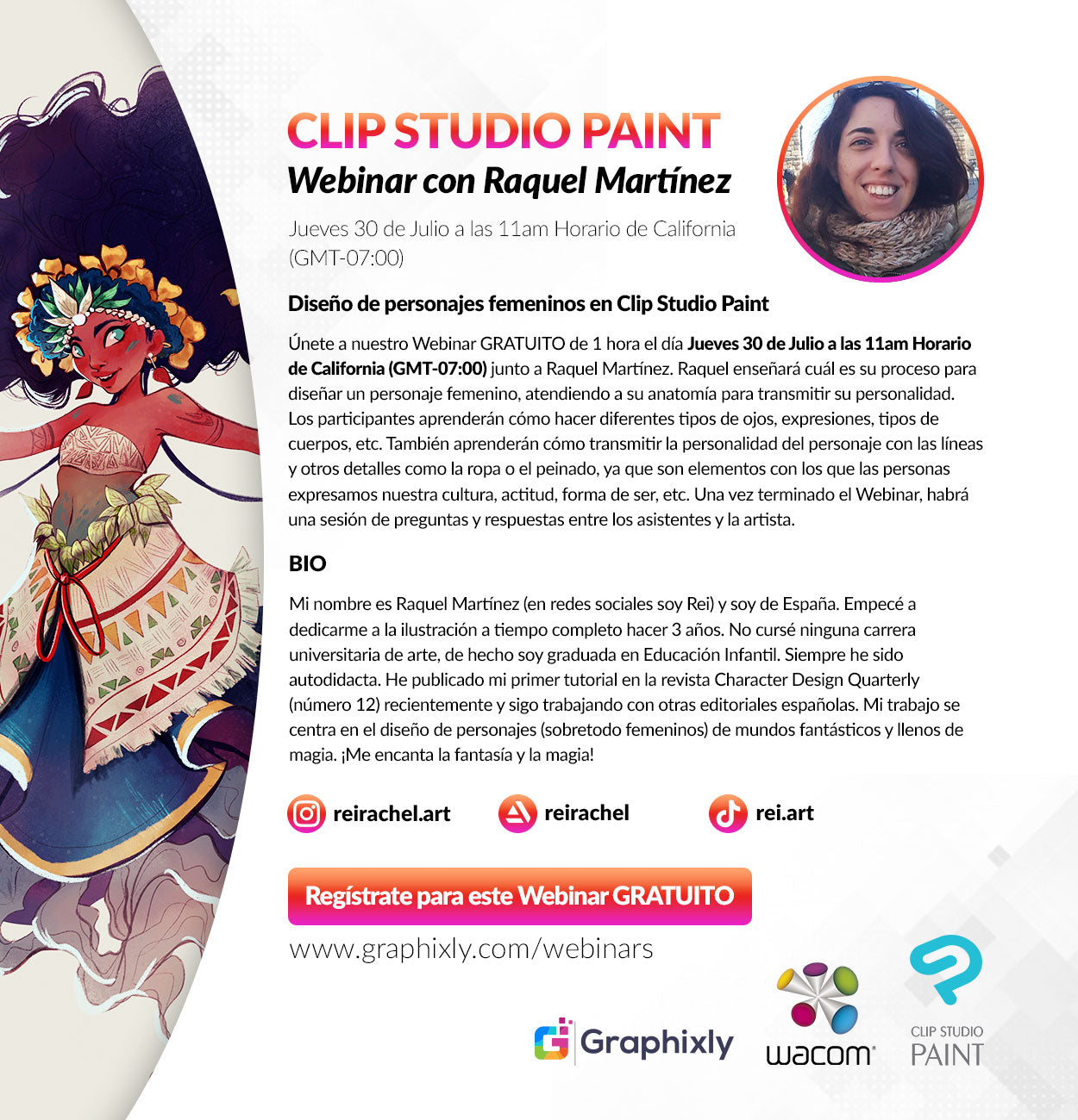Webinar en español - Diseño de personajes femeninos en Clip Studio Paint con Raquel Martínez