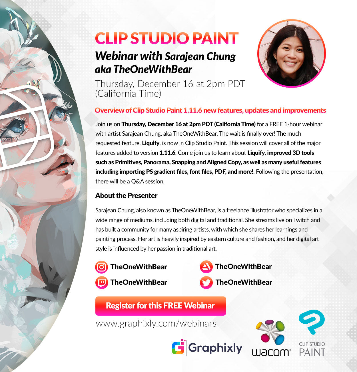 Webinar – Overview of Clip Studio Paint 1.11.6 new features, updates and improvements with Sarajean Chung